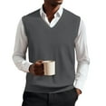 thumbnail image 2 of Huankd Mens Sweater Vest Cable Knit V Neck Sleeveless Pullover Casual Bussiness Knitwear Gray XL, 2 of 5