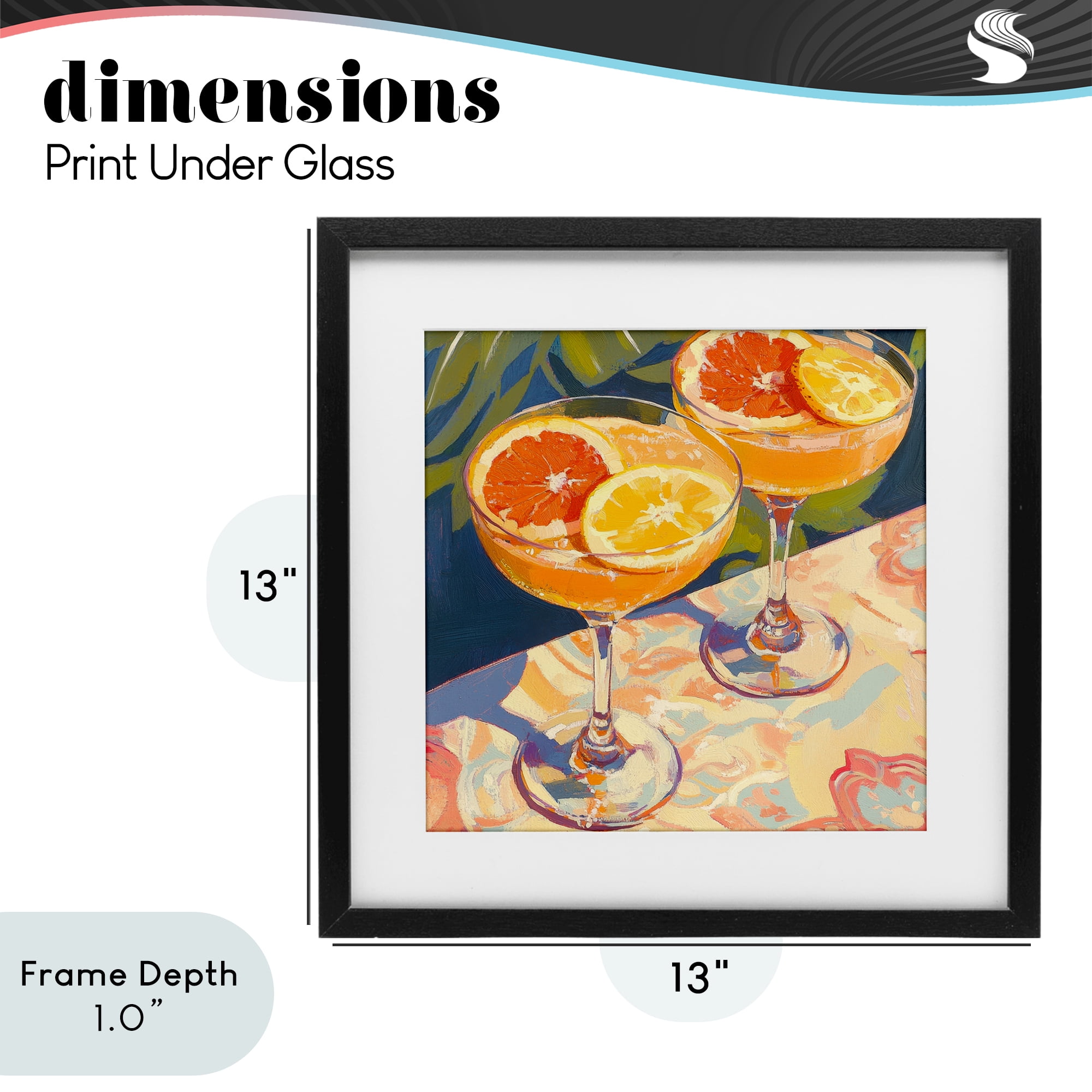 Stupell Industries Fruity Summer Cocktails Black Framed Print Under Glass, design by Petal Prints Design