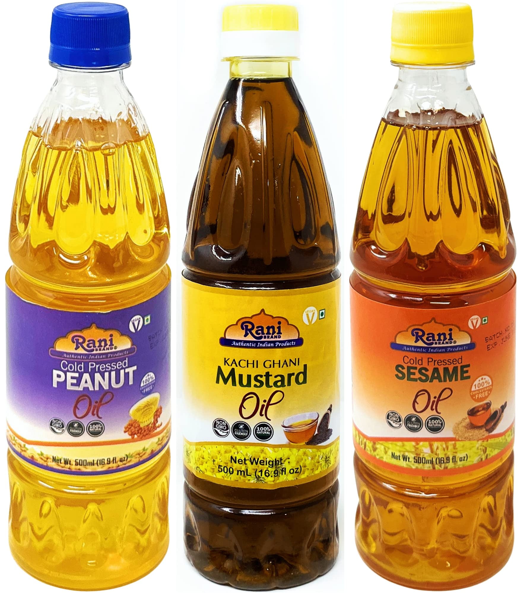 Rani Premium Oils Combo Set of 3 Peanut Oil, Mustard Oil, Sesame Oil