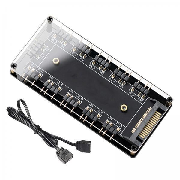 Hub con cable,Hub con cable ARGB RGBW Cable premium,Hub RGB 10 Hub Splitter PC RGB Fan Cooling,con puerto de alimentación HUB Tira de luz LED multipropósito,Hub 10 en 1 para interfaz de placa