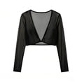 thumbnail image 4 of Conairie Swim Suit Coverup for Womens Crop Top Long Sleeve Shawl Short Sleeve Shrug Lined Cardigan Cover Up Solid Color Black L, 4 of 4