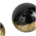 thumbnail image 4 of DecMode Black 6" Decorative Ball Plastic Orbs & Vase Filler with Gold Stripe (3 Count), 4 of 15