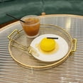 thumbnail image 5 of Acrylic Vanity Tray with Gold Handles, Decorative Serving Tray for Jewelry Comestic Candle Dish Plate, Vanity Counter Bathroom Table Organizer Amber (11.8 ''x 1.3” H), 5 of 15