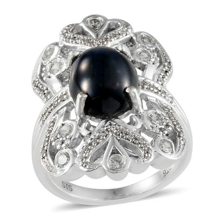 Zircon Star - Promise Ring Silver Difused Star Blue Sapphire Zircon Jewelry for Women Size 7