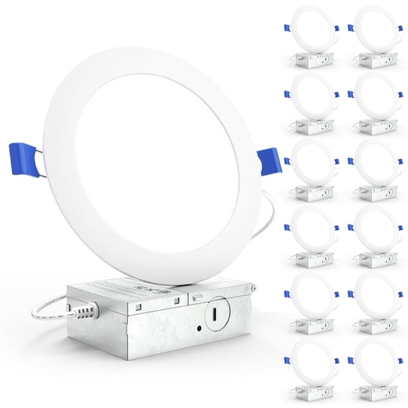 Sunco 12 Pack Recessed Lighting 6 Inch LED, Canless Ceiling Lights Slim with Junction Box, 1200 LM, 14W (100W Equivalent), 6000K