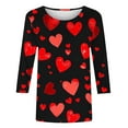 thumbnail image 6 of Jsaierl Women's Valentines Day Shirts Plus Size Love Heart Graphic Tees Cotton 3/4 Sleeve Blouse Round Neck Tunic T-shirt Tops Valentines Day Gifts, 6 of 6