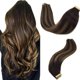 thumbnail image 1 of GOO GOO Extensiones de cabello con cinta de cabello humano 2/6/2 Balayage marrón oscuro a marrón castaño 20 pulgadas 1.76 oz 20 piezas extremos gruesos cinta recta sin costuras en extensiones de cabel, 1 of 5