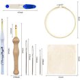 thumbnail image 2 of 29 Pcs Punch Needle Embroidery Kits for Beginner, Adjustable Rug Yarn Punch Needle, Wooden Handle Embroidery Pen Embroidery Hoops Threaders Punch Needle Cloth Monks Cloth for DIY Sewing Embroidery, 2 of 7