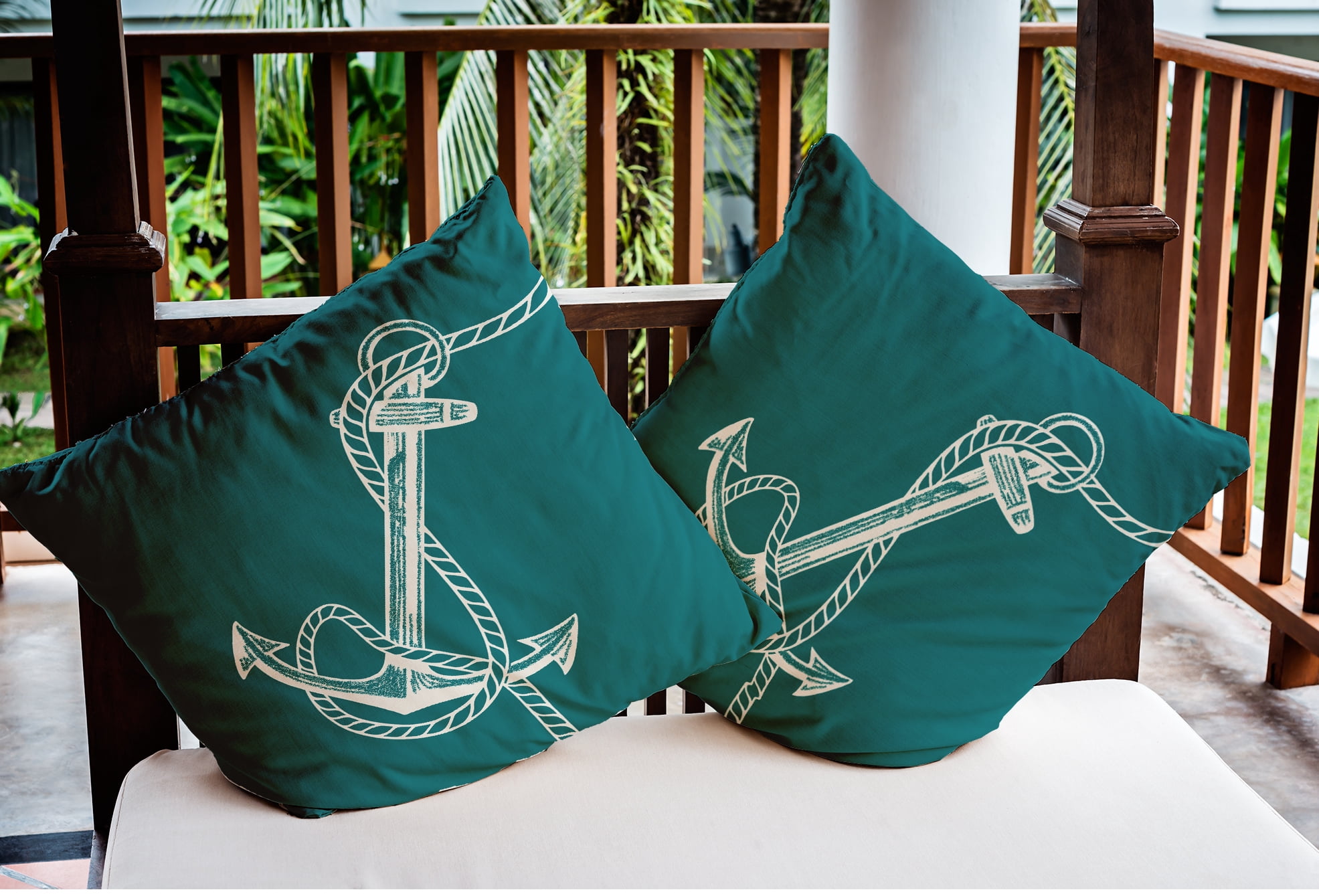 Simply Daisy 16" x 16" Anchored Nautical Indoor/Outdoor Throw Pillow