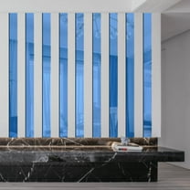 Baywell 10Pcs Acrylic Mirror Wall Sticker Self Adhesive Removable Mirror Stickers Striped Design (Blue)