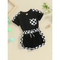 thumbnail image 4 of Musuos Baby Boys Girls 2 Piece Outfits 0-3 Years Plaid Patchwork Short Sleeve T-Shirt and Elastic Shorts Set Toddler Summer Clothes, 4 of 10