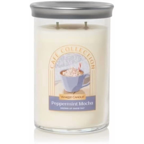 Yankee Candle Café Collection Peppermint Mocha - Grown-Up Snow Day - Large 2-Wick Signature Tumbler Candle