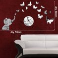 thumbnail image 4 of Elefantes jugar mariposa pegatina DIY espejo pared reloj calcomanías acrílico decoración del hogar papel pintado con espejo Sweethay JJ11048-01, 4 of 6