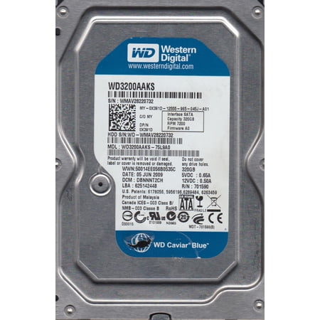 WD3200AAKS-75L9A0, DCM DBNNNT2CH, Western Digital 320GB SATA 3.5 Hard Drive