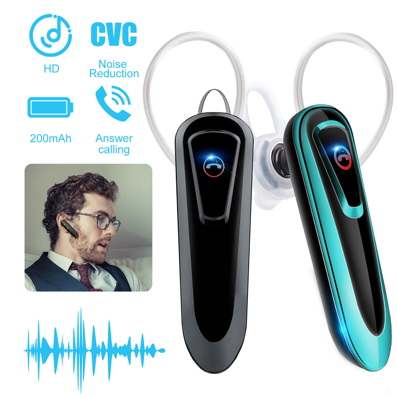 Bluetooth Earpiece For Cell Phone With Mic EEEkit Wireless In Ear 