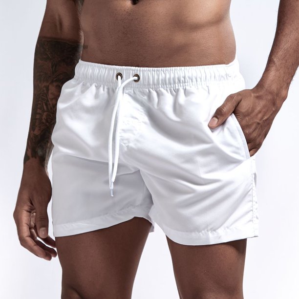 Pantalones cortos de natación para hombre, bañador de secado rápido con bolsillo, color liso, a la moda, para correr en la playa Fivean unisex