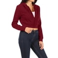 thumbnail image 2 of Women's Basic Casual Cotton Fleece Long Sleeves Solid Full-Zip Cropped Sweatshirt Hoodie, 2 of 4