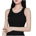 thumbnail image 2 of Xixinqiwan No Boundaries Women Tank Tops Clearance under $5,Summer Tank Top for Women Double Lined Seamless Cami Tank Yoga Crop Tops with Removable Pads, 2 of 6