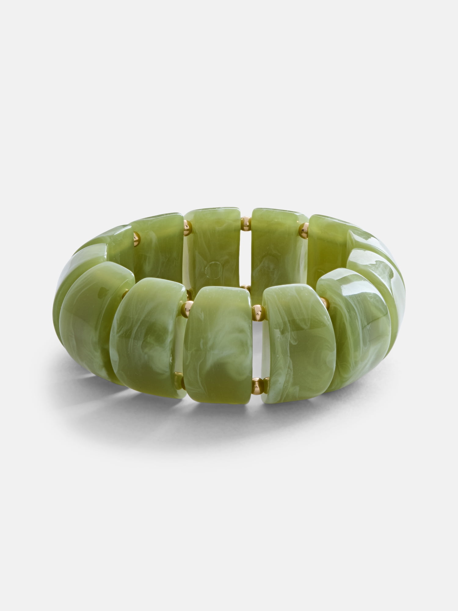 Scenario Women's Green Marbled Resin Stretch Bracelet