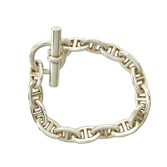 Pre-Owned HERMES Chaine d'Ancre MM15 Silver 925 Bracelet/Bangle for Men, Silver, 13534