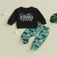 thumbnail image 2 of Sweat à Manches Longues avec Lettres et Pantalon de Bétail pour Garçons en Automne Style Western, 2 of 8