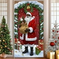 thumbnail image 6 of Christmas Front Door Cover, Santa Claus Door Cover, 73 x 35 inch Santa Reindeer Hanging Cloth, Welcome Banner, Christmas Eve, Door Sign, Porch Backdrop, Photo Background, Xmas New Year Party Decor, 6 of 6