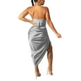 thumbnail image 4 of ITFABS Women?s Solid Color Suspender Backless Drawstring Skinny Dress, 4 of 5