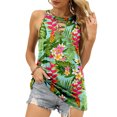thumbnail image 3 of Gibobby Mujeres verano Casual Tops camisa Sling hueco elegante estampado Floral Top sin mangas Camis Top(Azul celeste,M), 3 of 4