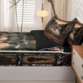 thumbnail image 5 of Manfei Sunset Lake Zipper Full Size Comforter Sets with Fitted Sheet and 2 Pillowcases,Rustic Wolf Zipper Bedding Set,Brown,Black Reversible,4pcs, 5 of 8