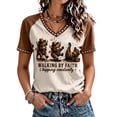 thumbnail image 2 of Faith Short Sleeve Shirts For Women Walking By Faith Tripping Constantly V Neck T Shirts Womens Funny Walk By Faith Highland Cow Print Shirt, 2 of 4