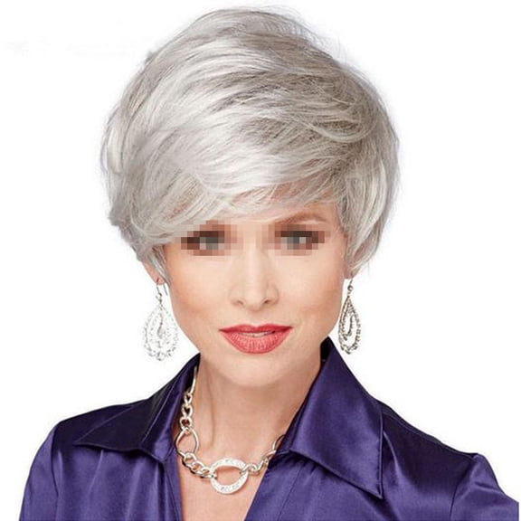 UPOUART Short Curly Grey Wig with Natural Hair Texture, Stylish and Comfortable for Parties and Special Celebrations