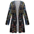 thumbnail image 1 of Women's Medium Tall Maxi Cardigan Straight Golden Leaf Designer Print Slinky Casual Long Flowy Drape Mid-Weight Duster Sweater Made in USA, 1 of 4