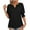Black, variant on Women's Casual Solid Color V Neck Short Sleeve Tops Blouses T-Shirt
