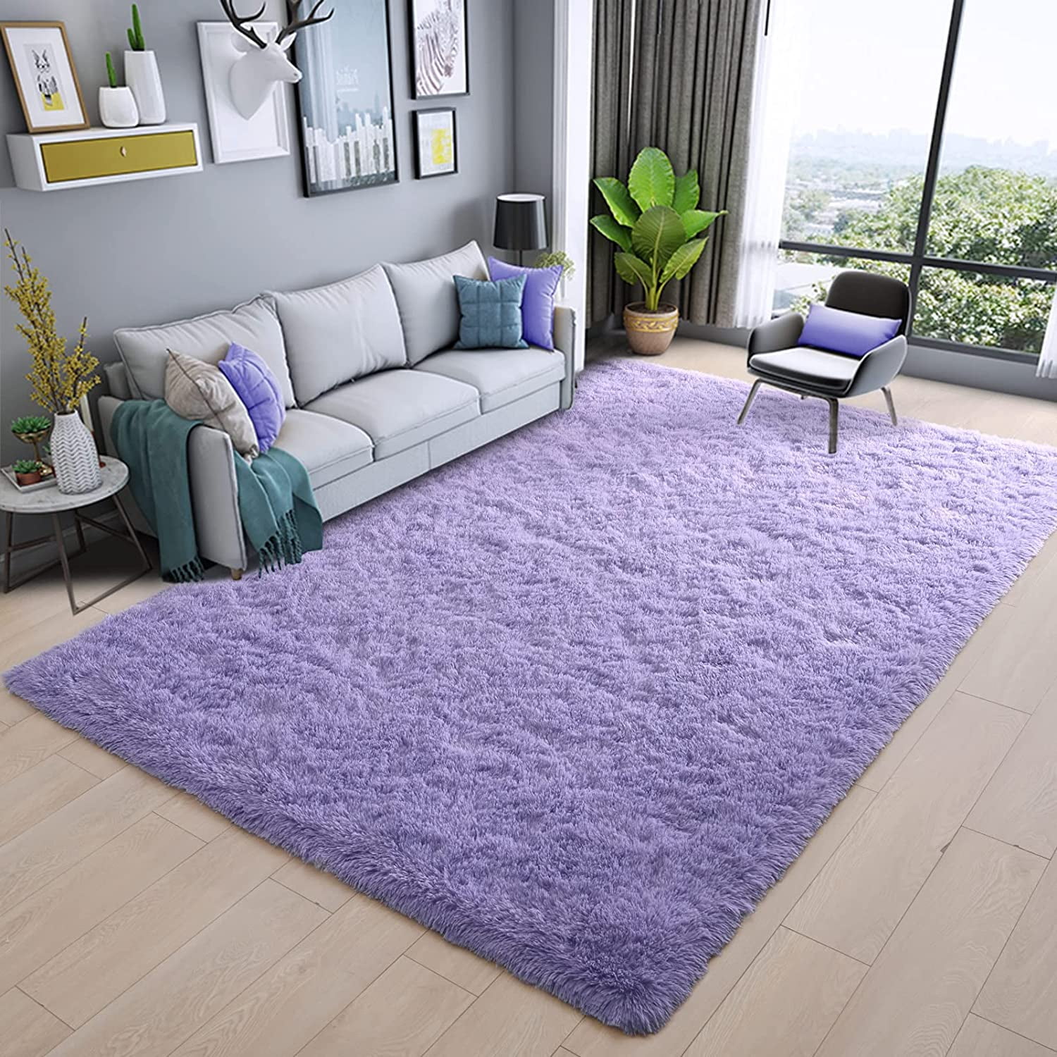 Lochas Soft Rugs Indoor Modern Area Rug Fluffy Carpets for Living Room Bedroom Home Decor Nursery,6'x9',Lavender Purple