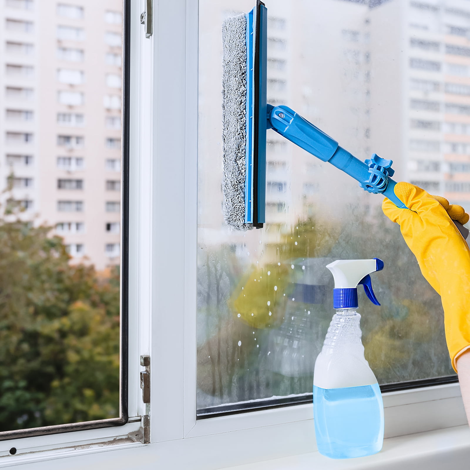 Unique Bargains Microfiber Scrubber Replacement Head for Windows Marble Wall 17.72" Yellow