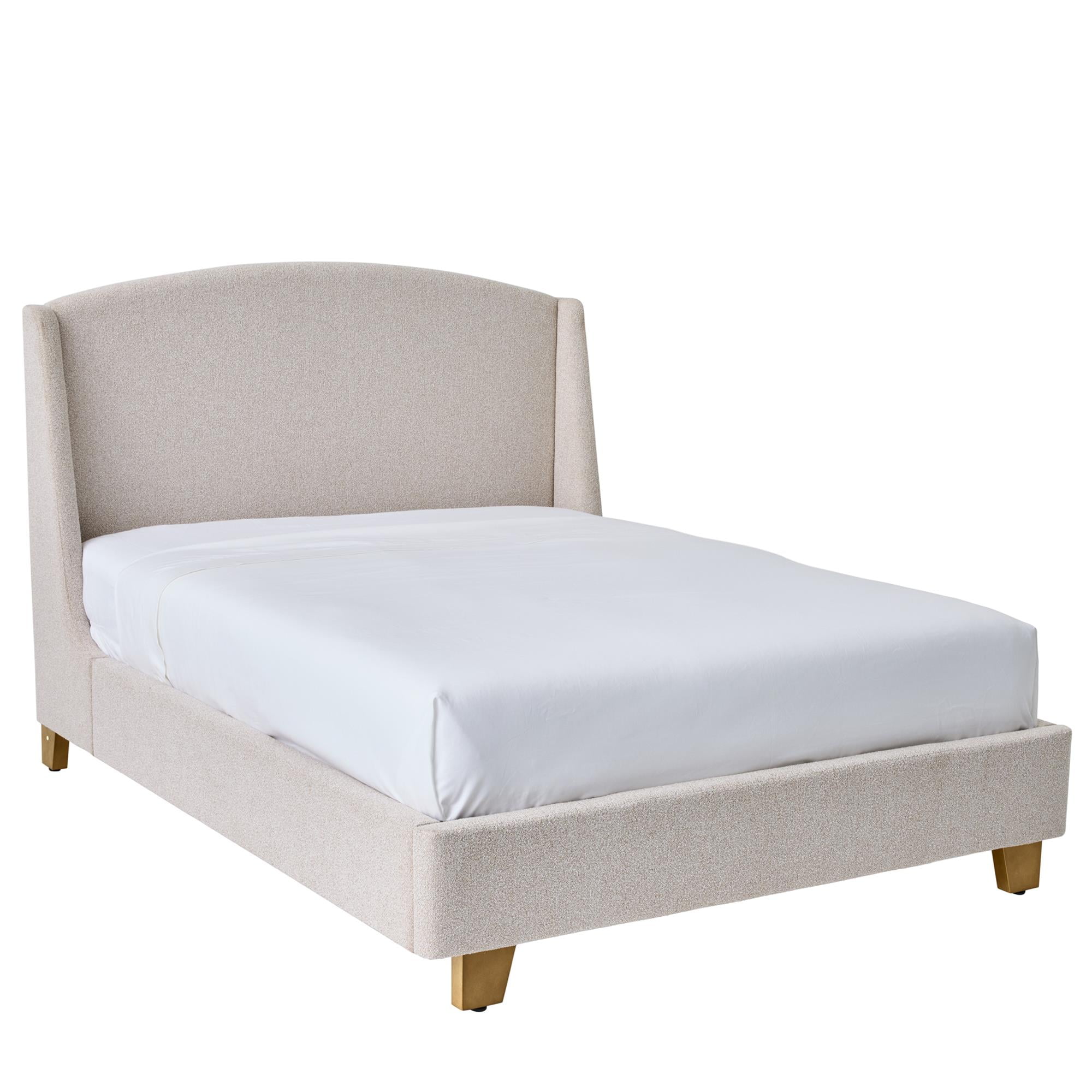 Better Homes & Gardens Windsor Platform Bed with Wingback Headboard, Queen, Wheat Boucle