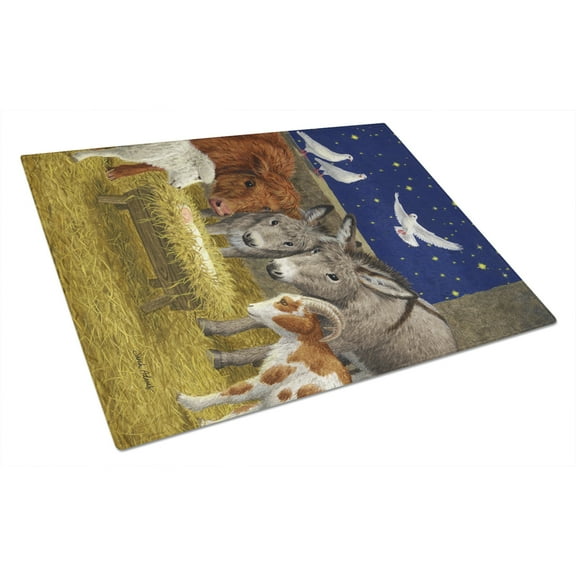Nativity Scene with just animals Glass Cutting Board Large