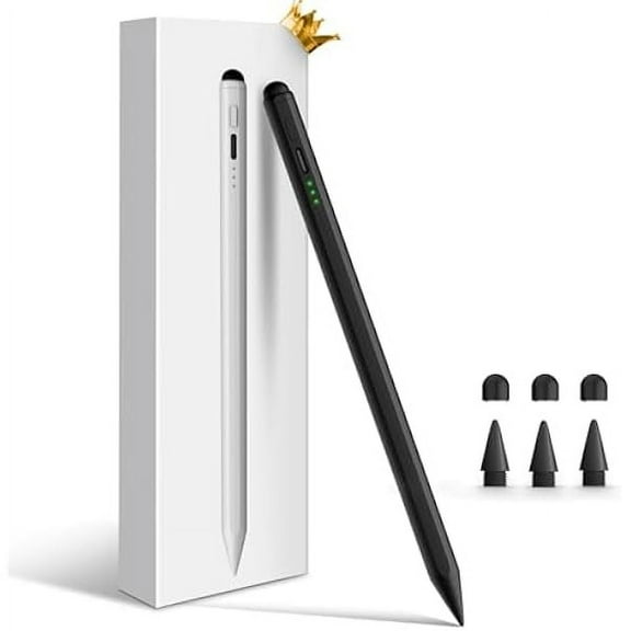 Stylus Pen for iPad, Dual-Tip 13 mins Fast Charge Pencil for Apple, Palm Rejection, Tilt Sensitivity, Compatible w/iPad 6/7/8/9/10, Pro 11/12.9in/M4, Air 3/4/5/M2, Mini 5/6 - Black