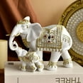 thumbnail image 2 of Elephant Statue African White Table Sculpture, Desktop Art Figures Great Gift Animal Figurines Home Décor, Crafts Decorations for Living Room Party Foyer (White-Elephant), 2 of 10