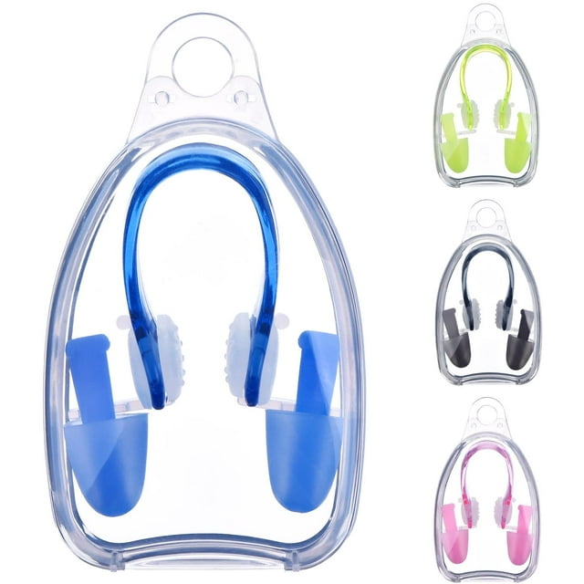 Kits de 4 piezas de pinzas para la nariz y tapones para los oídos para natación para adultos y niños, 4 colores