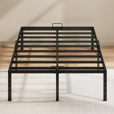 Sofanext 18 inch Metal Bed Frame Queen Size, Heavy Duty Steel Platform Bed Frame with Storage Space, No Box Spring Needed, Noise Free, Black