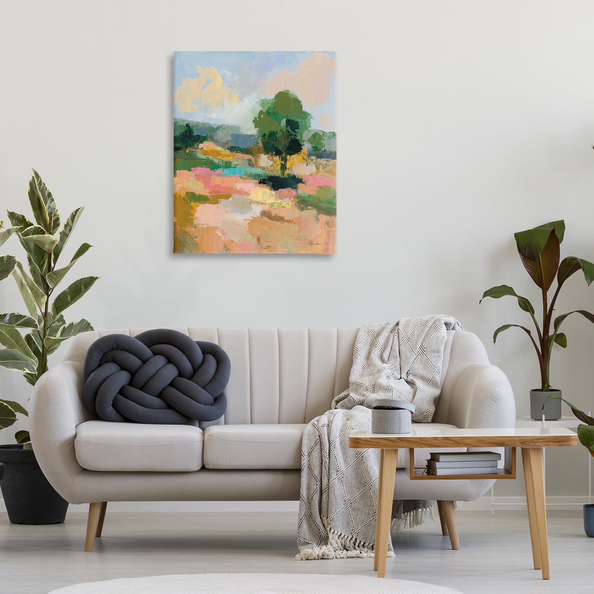 Stupell Industries Lone Tree Abstraction Landscape Painting Gallery Wrapped Canvas Art Print Wall Art, 30 x 40