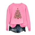 thumbnail image 6 of Aboser Christmas Graphic Sweatshirt Women Gift Tree Print Shirts Cozy Fleece Long Sleeve Sweatshirts Soft Holiday Pullover Winter Tops Pink XS, 6 of 7