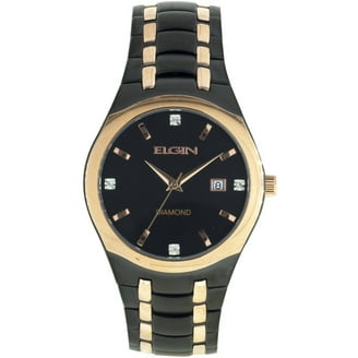 Elgin Adult Male Gold Metallization Case and Genuine Diamond Dial