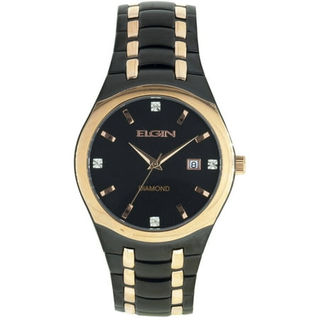 Elgin Adult Male Round Dial Analog Watch with Black and Rose Gold Bracelet (EG16007GTST)