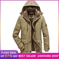 thumbnail image 2 of 2024  Men‘s Leisure Velvet Thick Warm Coat Waterproof Fleece Hooded Men Outdoor Jacket Men‘s Coats Hat Windbreakers Parka Men, 2 of 7