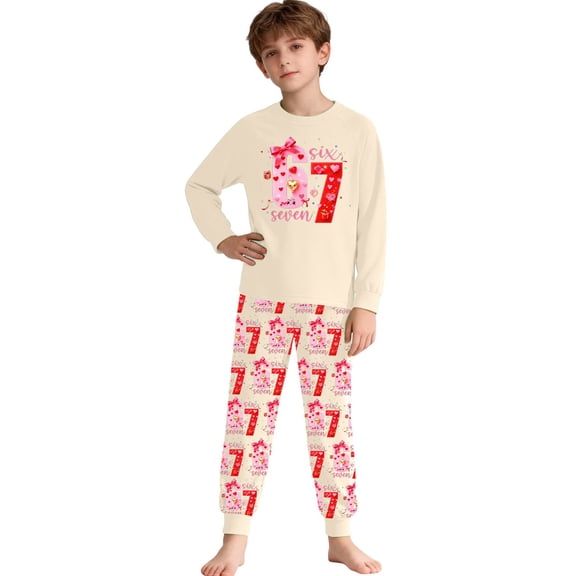 JAJAHO Kids 2PCS Outfits 67 Shirts Pants Set Meme Design Long Sleeve T-Shirt Top Bottoms Set For Boys Girl 2-10 Years Comfortable Home Clothes