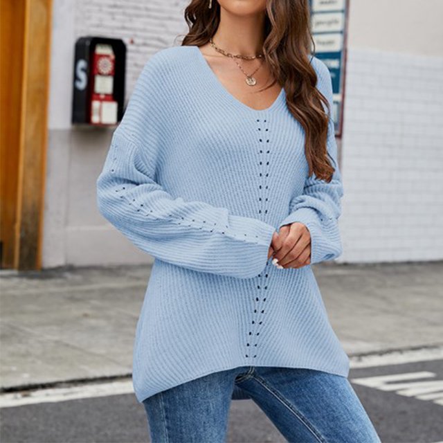 Suéter Jerseys de ganchillo para mujer, estilo informal, traje de vacaciones de ajuste holgado (azul XXL) Ygjytge Azul T XXL para Mujer