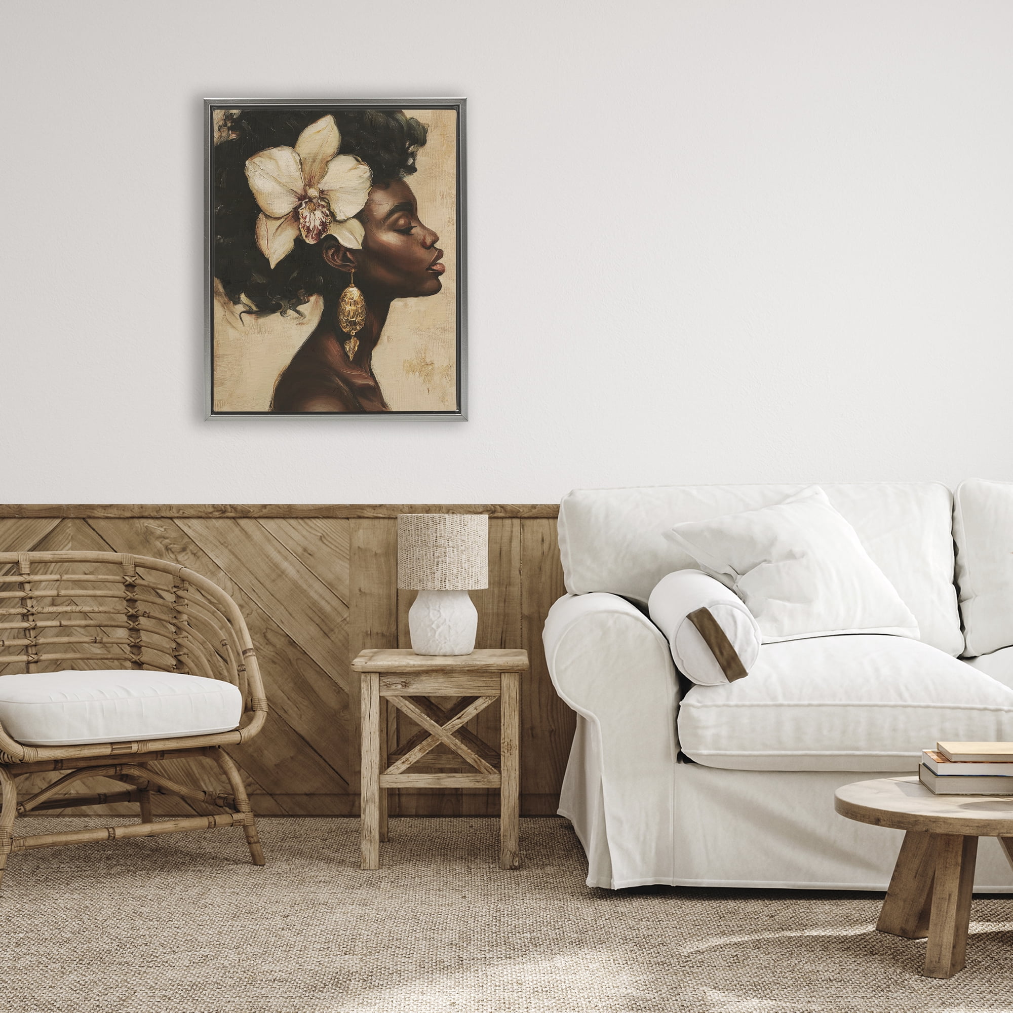 Stupell Industries Orchid Majesty Portrait Gray Framed Floater Canvas Wall Art, design by Svetlana Aleynikova