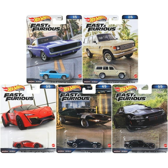 Hot Wheels 2023 Fast & Furious Premium Diecast Car Complete Set of 5 Vehicles from HNW46-956B Release